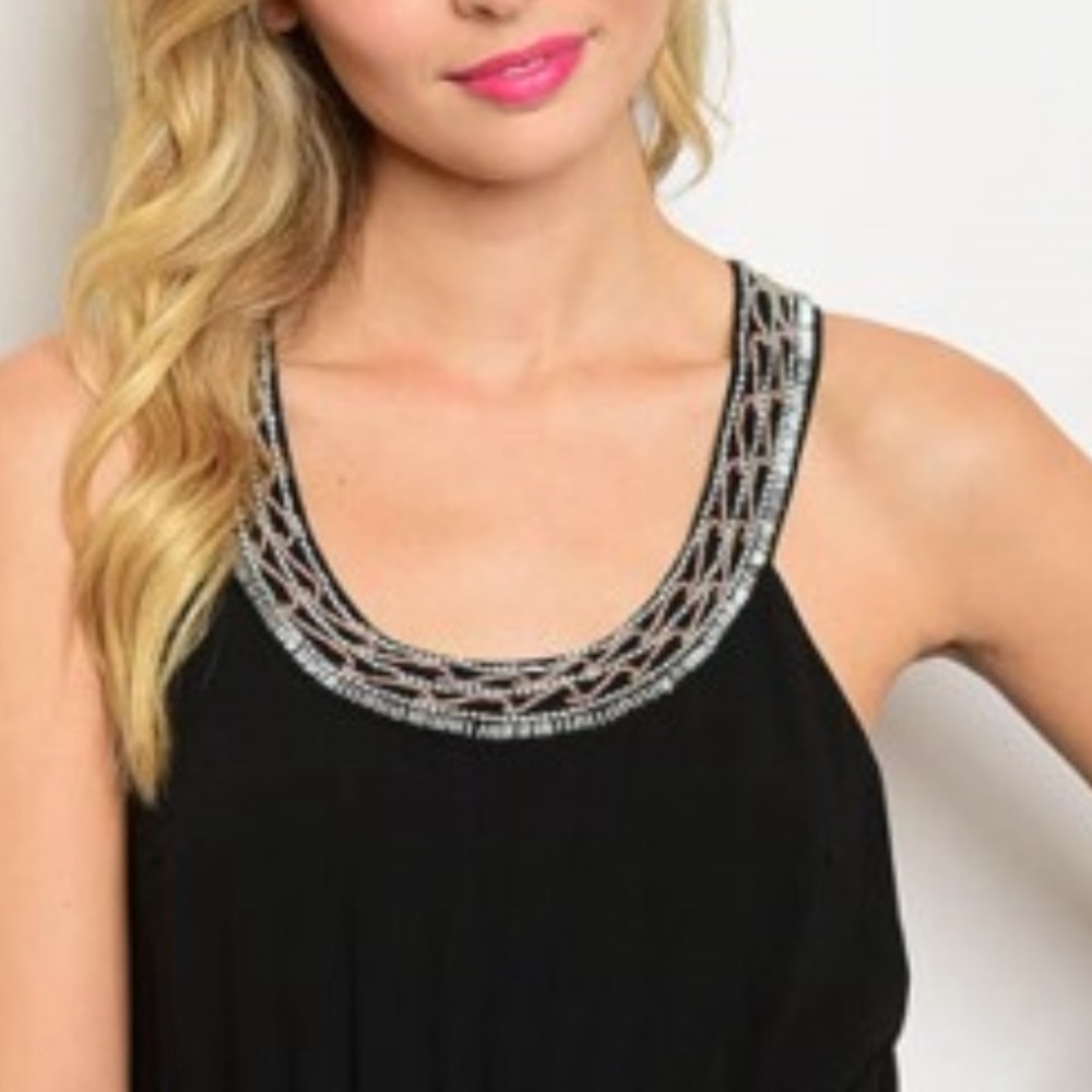 The clothing co. beaded romper black M - Picture 6 of 7